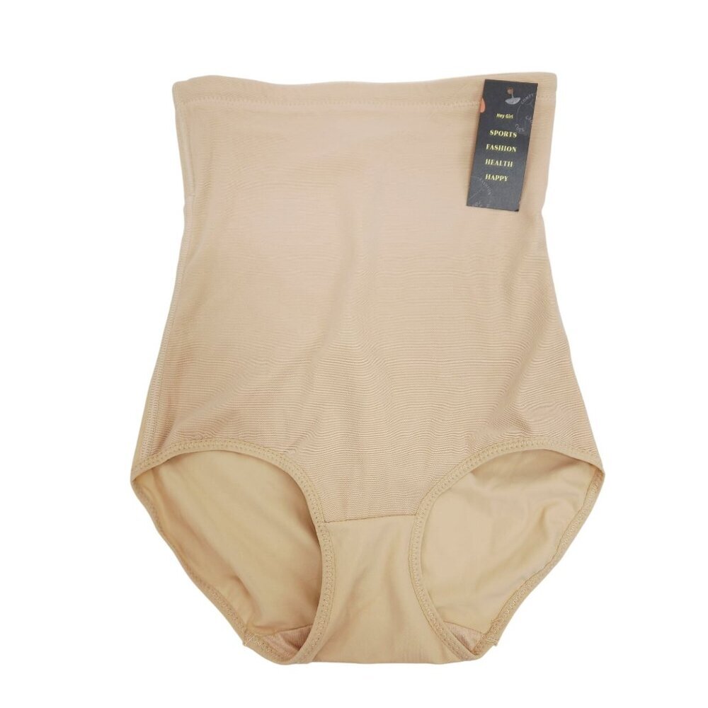 High-Waist Beige Shapewear Briefs For Women Size S